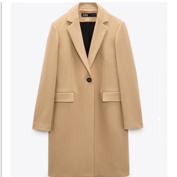 Zara wool blend tan camel long coat size small - Picture 4 of 16